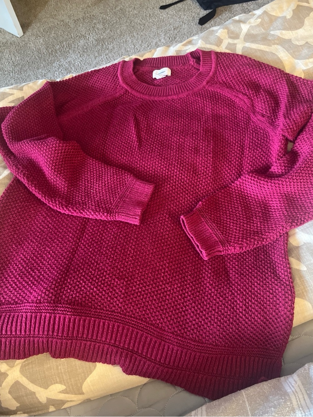 Old Navy Women's Shaker Stitch Sweater Cozy Bright Round Neck Split Hem Tall L